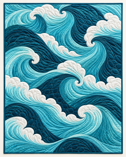 Turquoise Rolling Waves TD101026522 Quilt Blanket