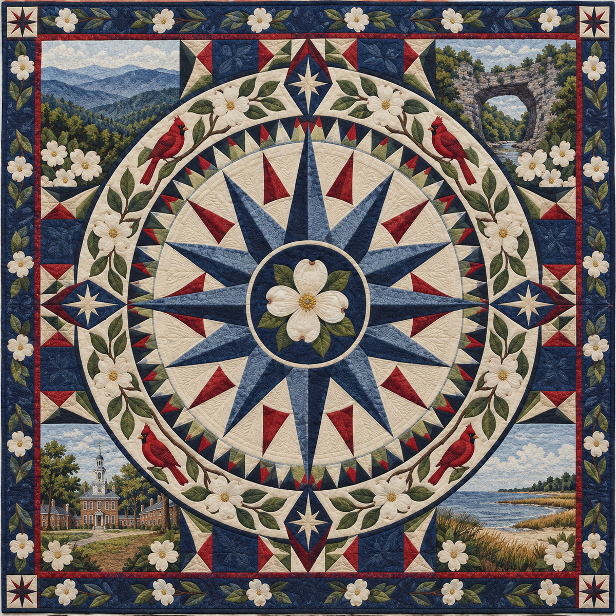 Virginia Radiant Compass TD181026847 Quilt Blanket