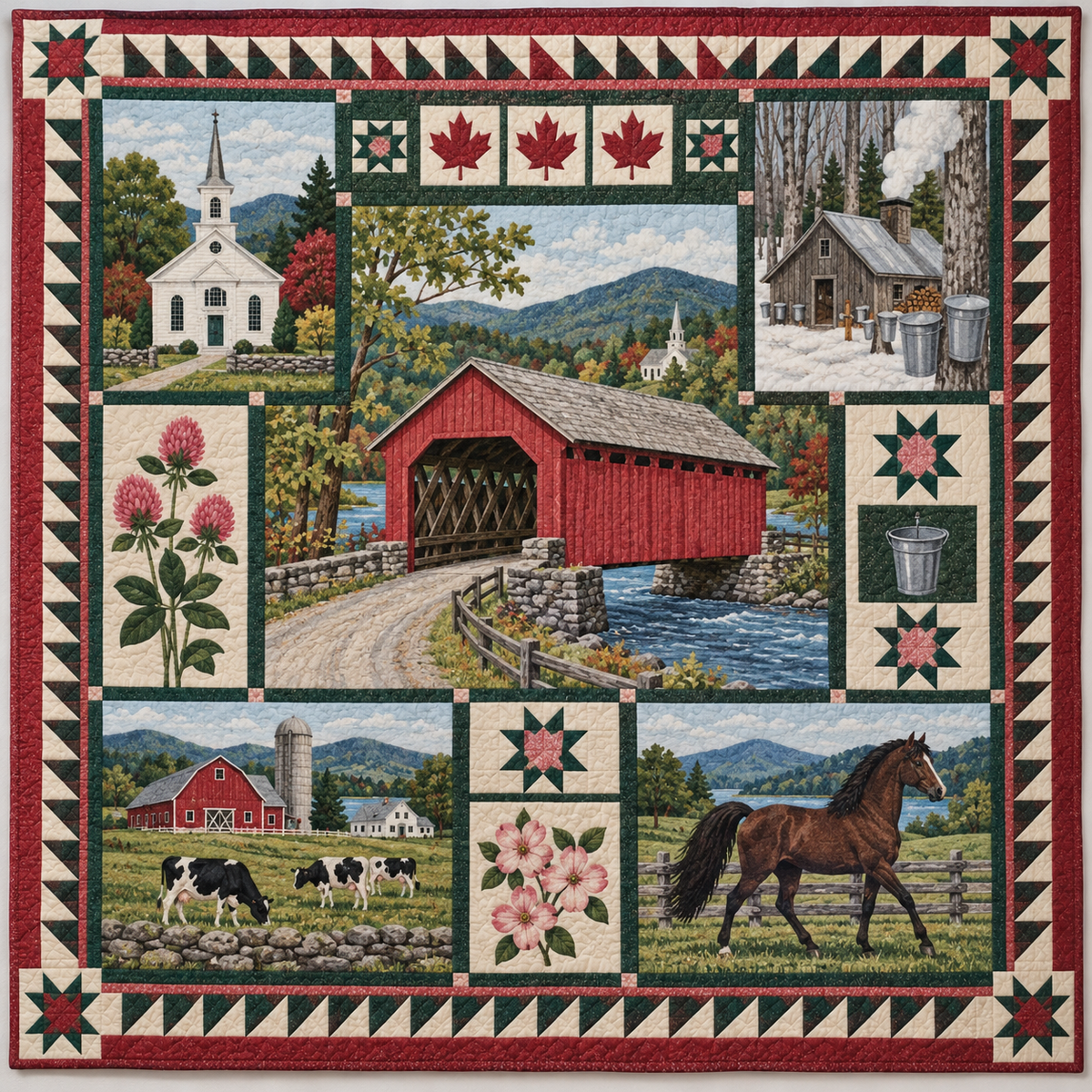 Vermont Covered Bridge Hearth TD1410261138 Quilt Blanket