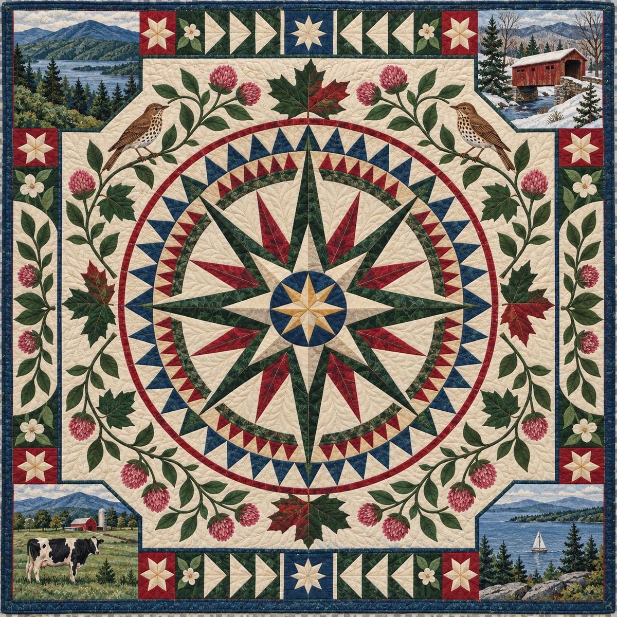 Vermont Radiant Compass TD181026857 Quilt Blanket