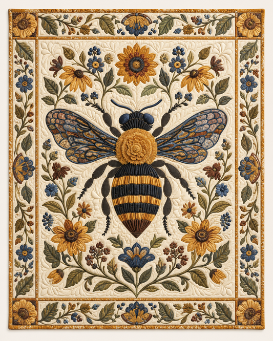 Vintage Botanical Bee TD101026527 Quilt Blanket