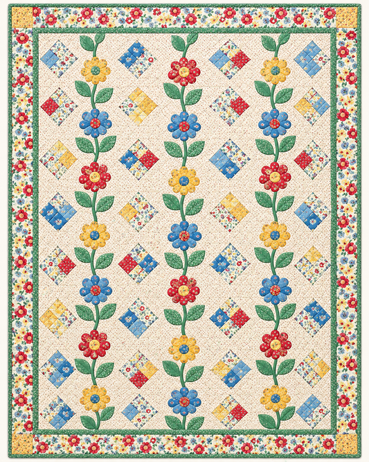 Vintage Flower Vine Patchwork TD101026530 Quilt Blanket