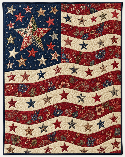 Vintage Patriotic Stars TD101026532 Quilt Blanket