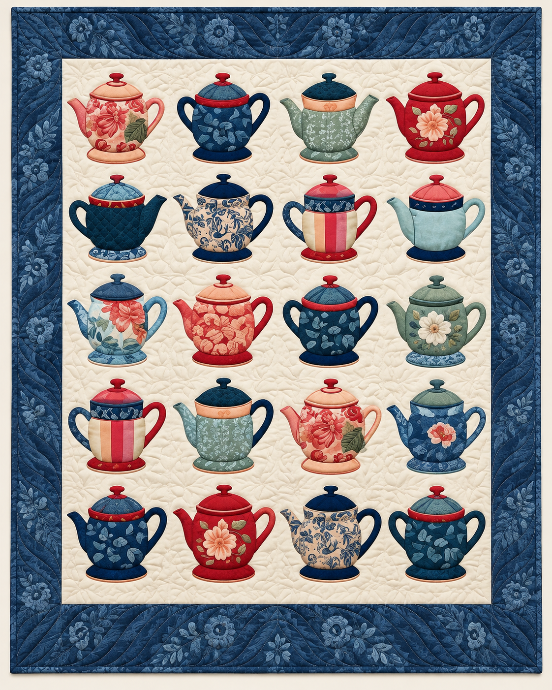 Vintage Teapot Collection TD101026535 Quilt Blanket