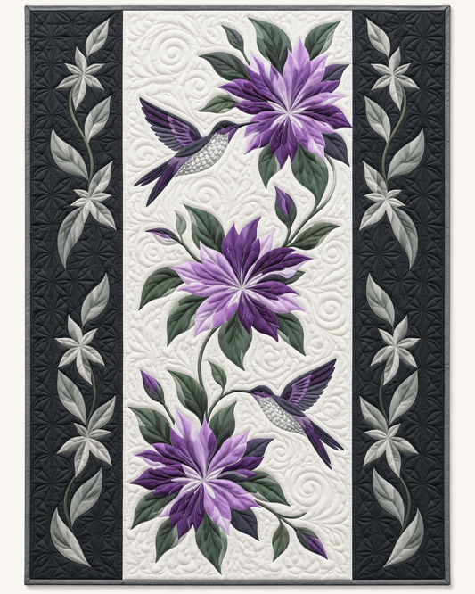 Violet Hummingbird Panel TD101026536 Quilt Blanket