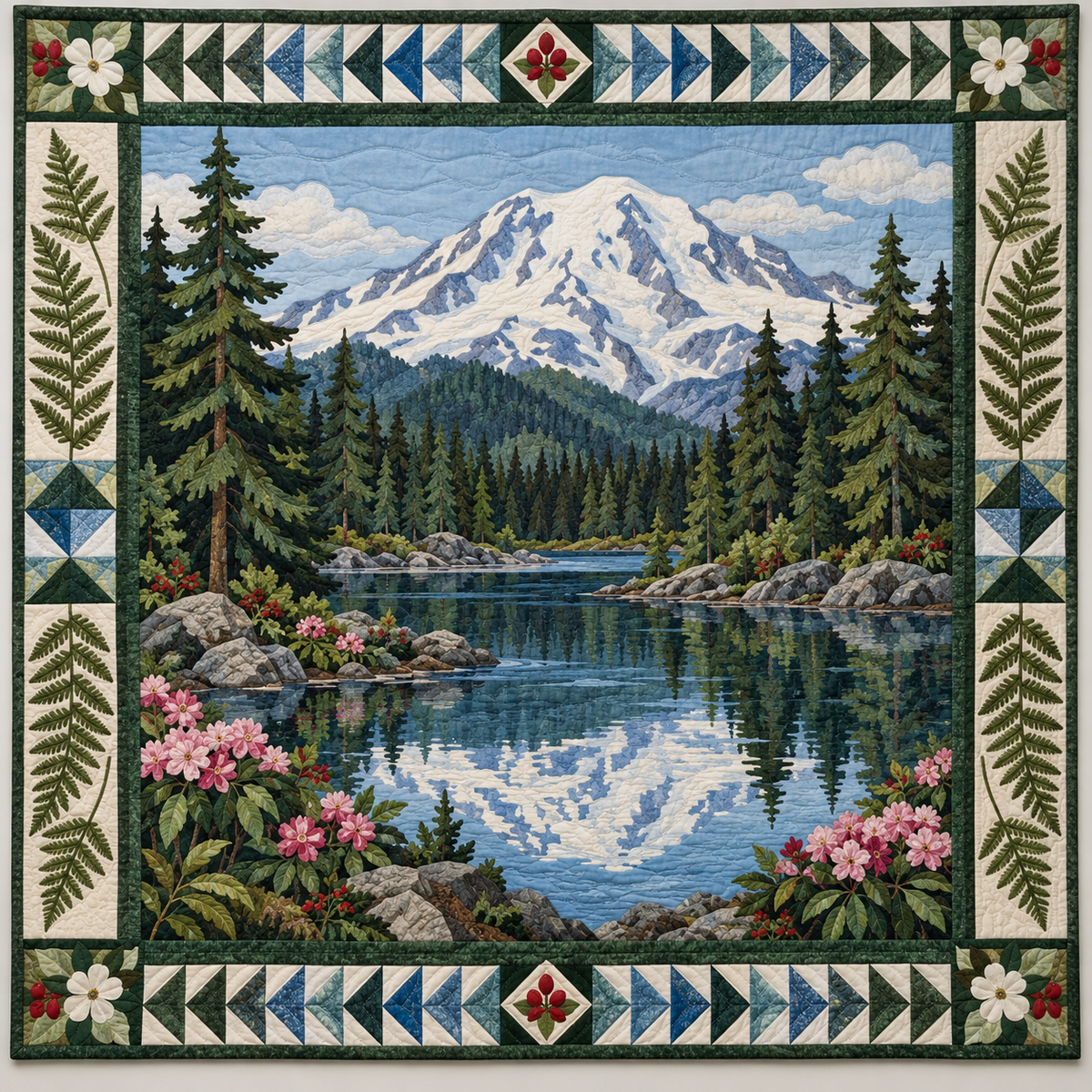 Washington Rainier Forest Water TD1410261139 Quilt Blanket