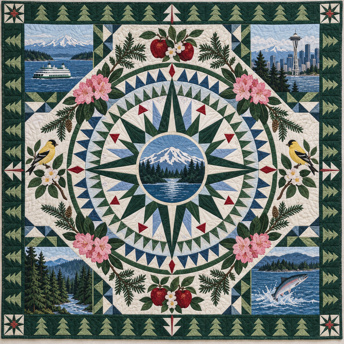 Washington Radiant Compass TD181026867 Quilt Blanket