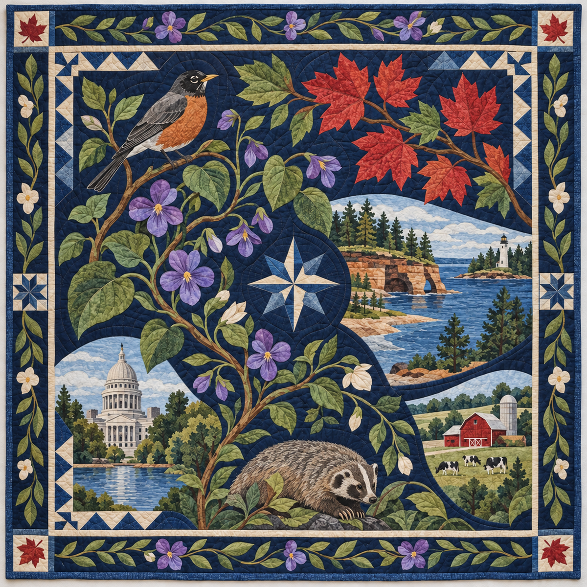 Wisconsin Botanical Heritage TD181026872 Quilt Blanket
