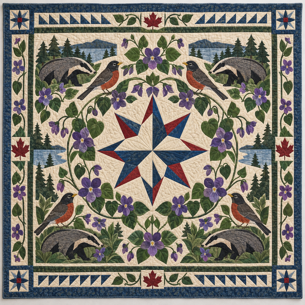 Wisconsin Violet Forward Star TD1410261143 Quilt Blanket