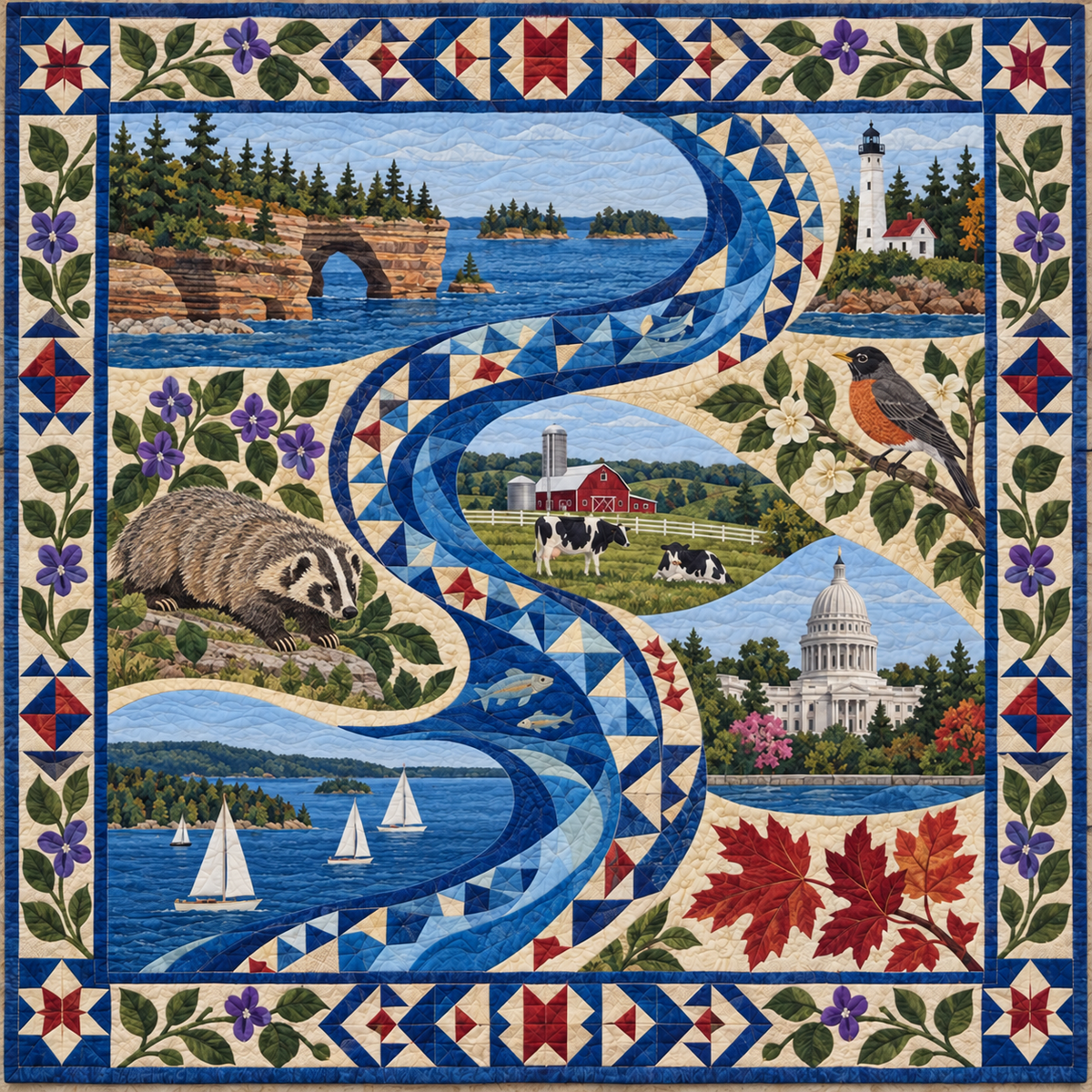 Wisconsin River Of Stories TD181026874 Quilt Blanket