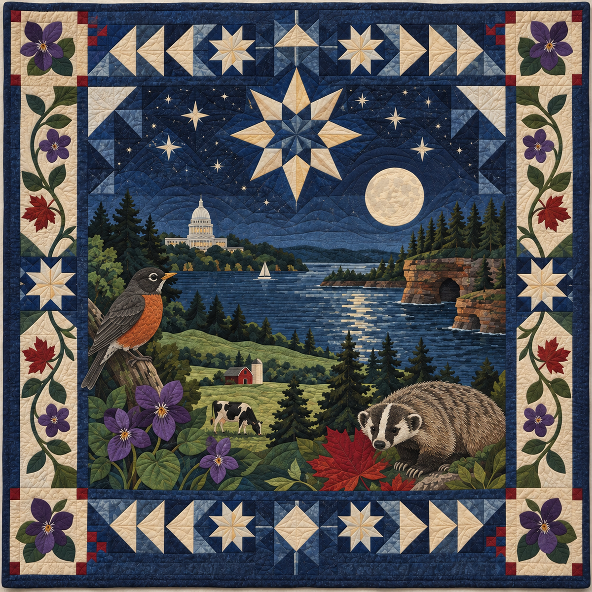 Wisconsin Night Garden TD181026875 Quilt Blanket