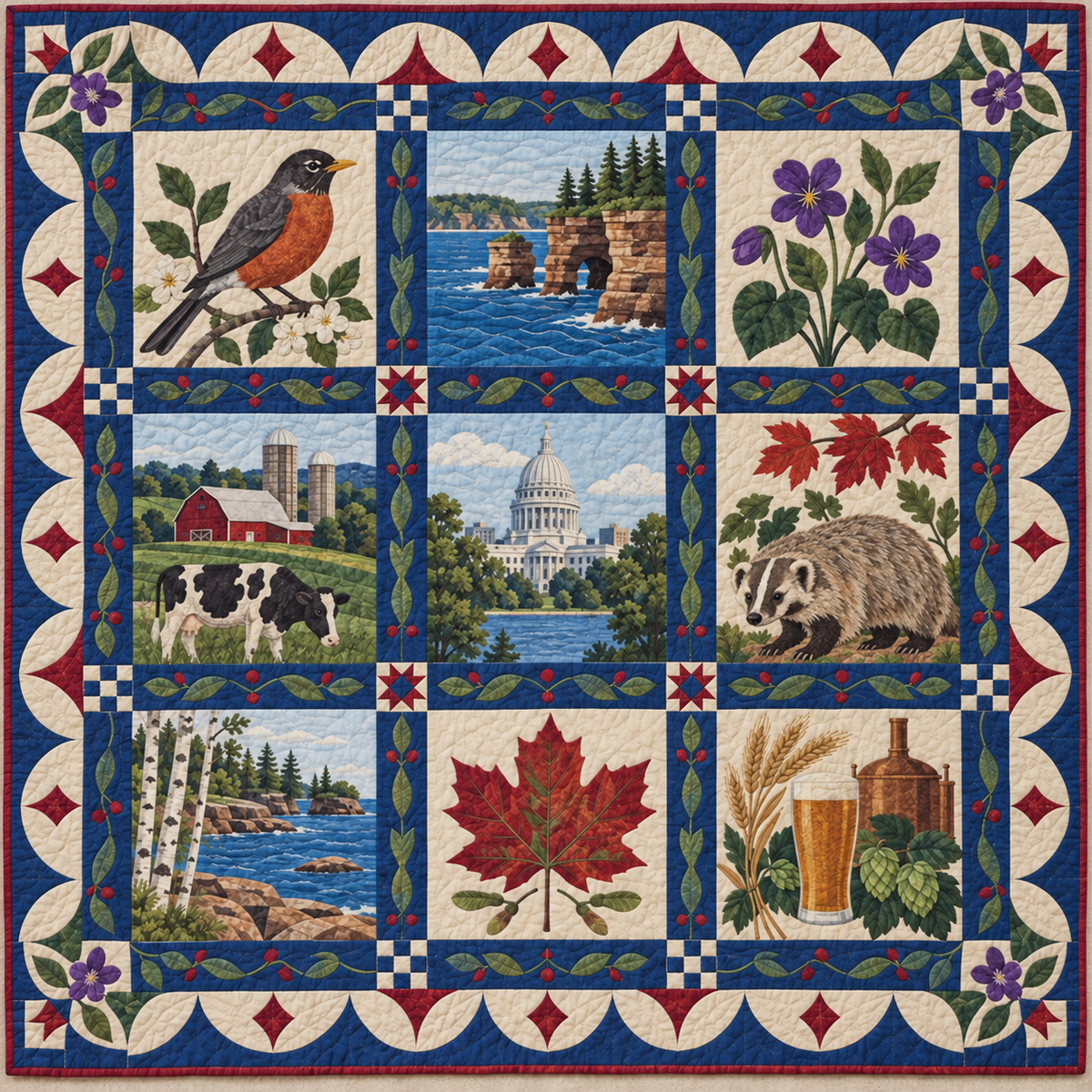 Wisconsin Heritage Album TD181026876 Quilt Blanket