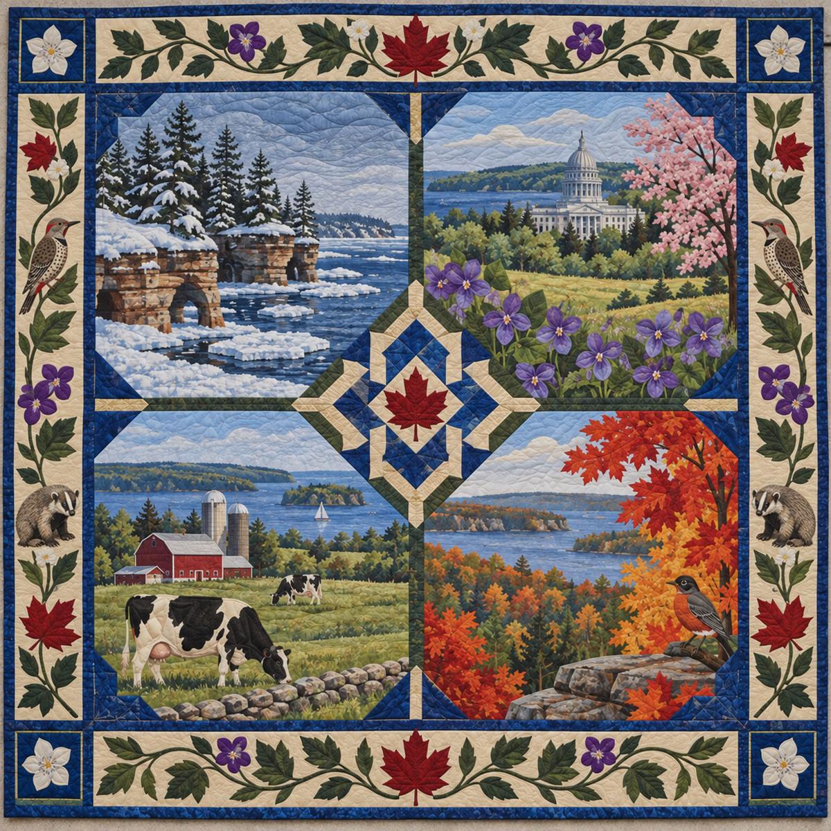 Wisconsin Four Seasons TD181026878 Quilt Blanket