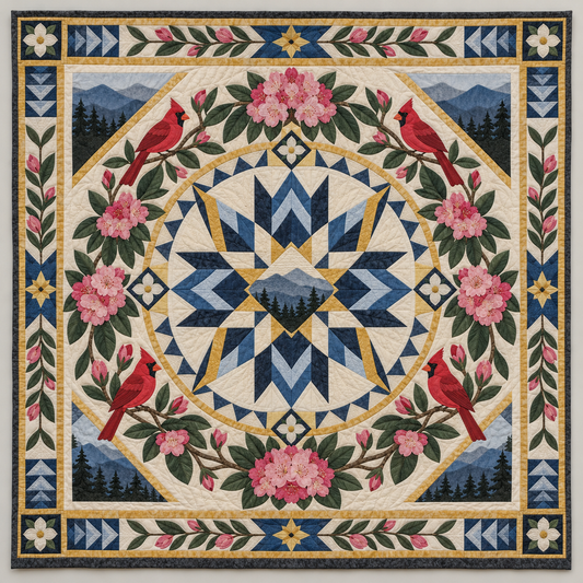 West Virginia Rhododendron Mountain Star TD1410261146 Quilt Blanket