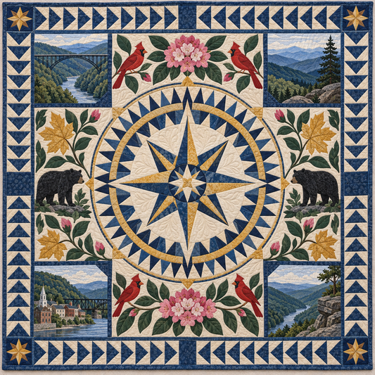 West Virginia Radiant Compass TD181026887 Quilt Blanket