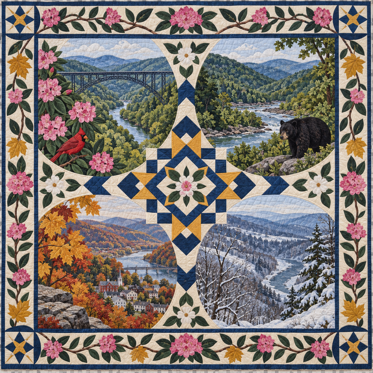 West Virginia Four Seasons TD181026888 Quilt Blanket