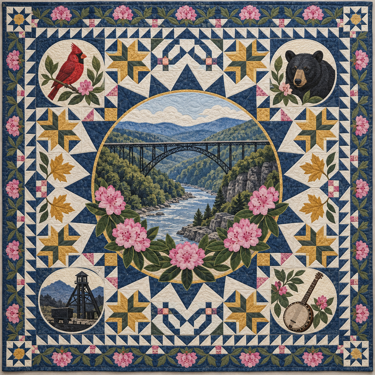 West Virginia Celebration In Cloth TD181026890 Quilt Blanket