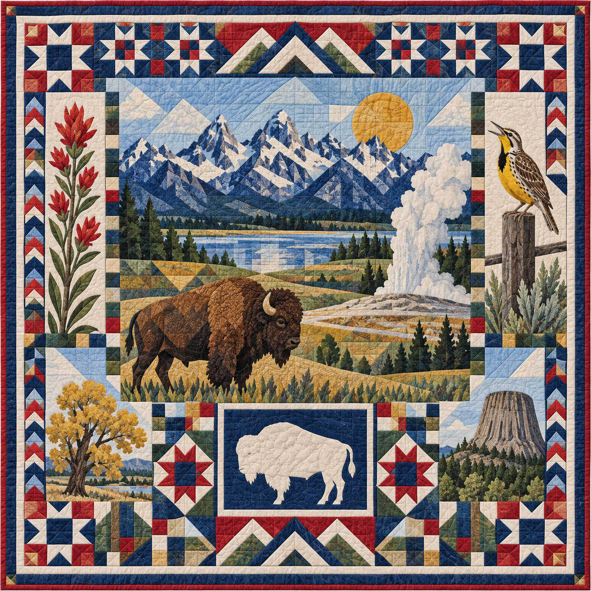 Wyoming Mosaic Horizons TD181026899 Quilt Blanket