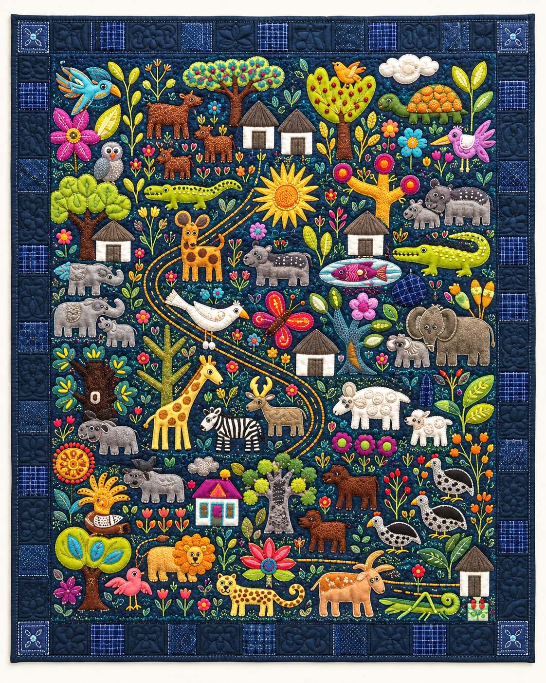 Whimsical Animal Village TD101026541 Quilt Blanket