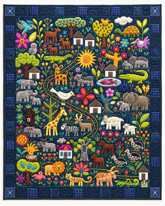 Whimsical Animal Village TD101026541 Quilt Blanket