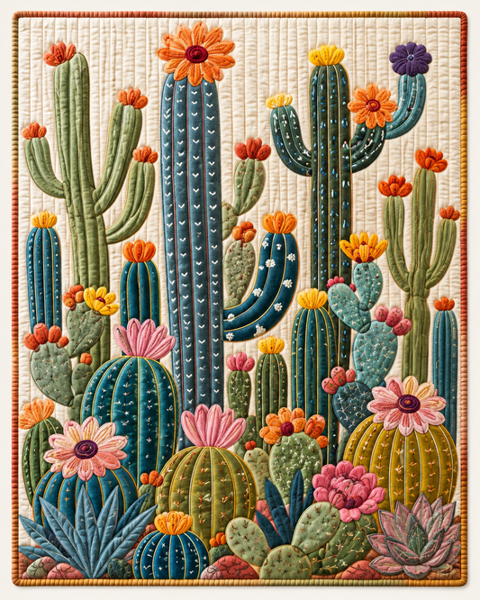 Whimsical Flowering Cacti TD101026547 Quilt Blanket