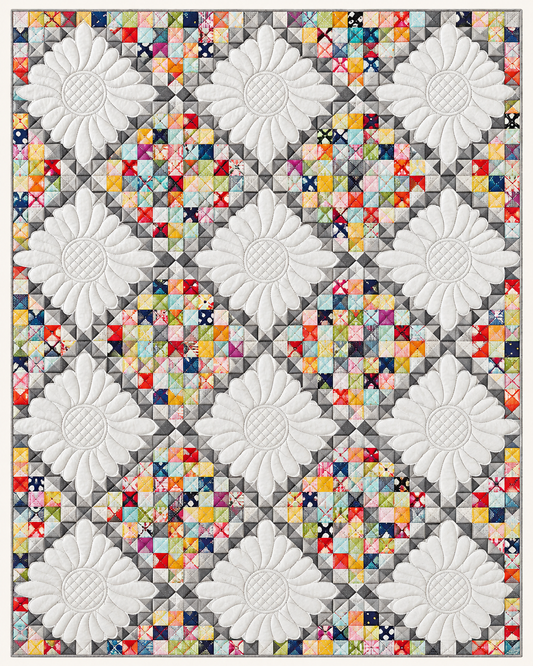 White Daisies And Scrap Squares TD101026549 Quilt Blanket