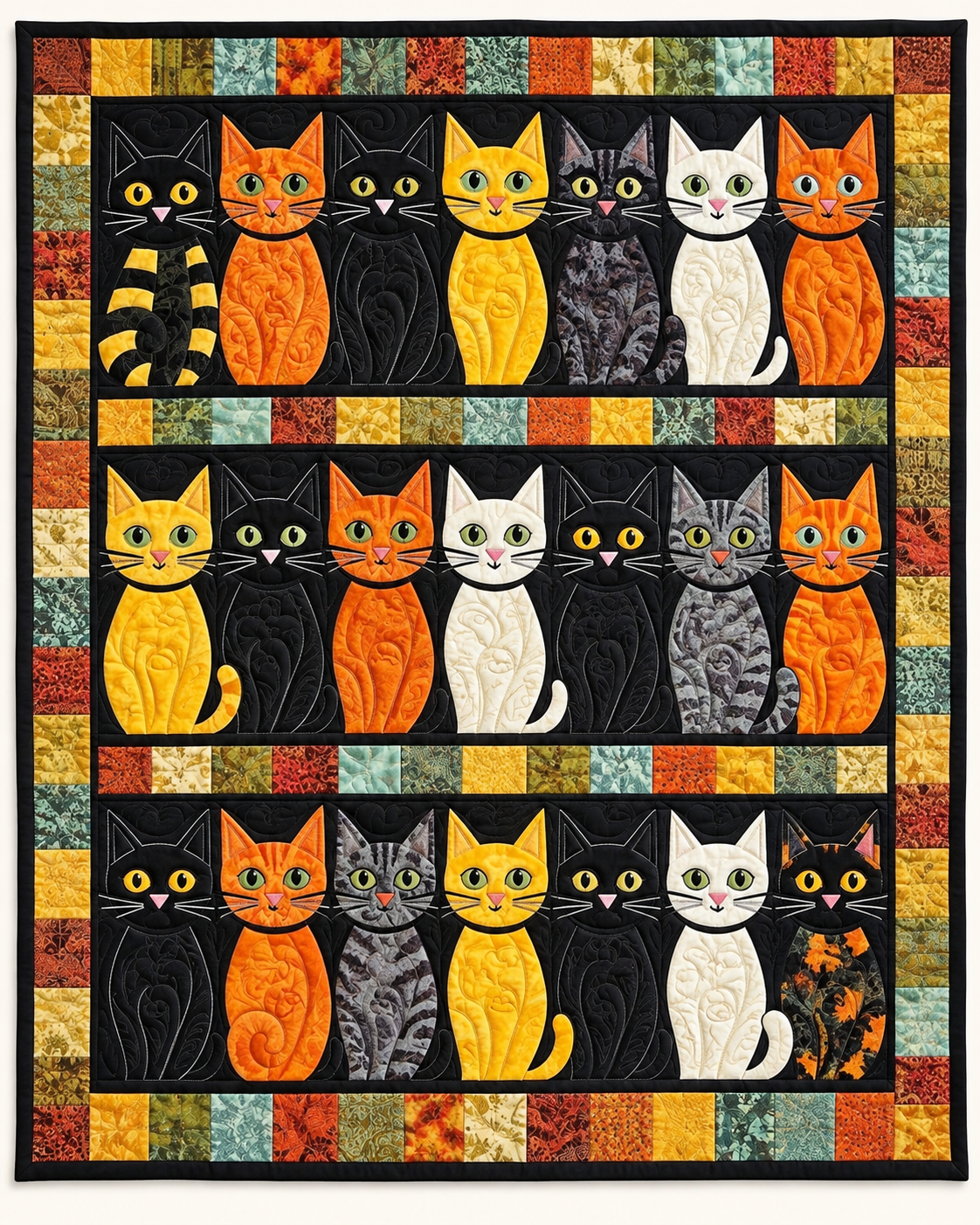 Wide-Eyed Cat Chorus TD101026551 Quilt Blanket