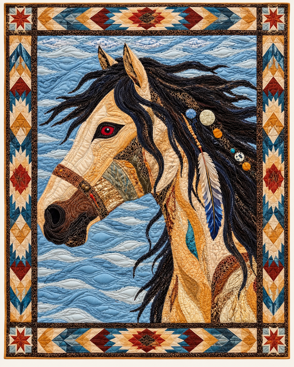 Windblown Horse Portrait TD101026555 Quilt Blanket