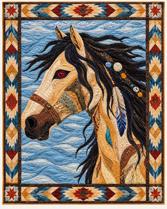 Windblown Horse Portrait TD101026555 Quilt Blanket