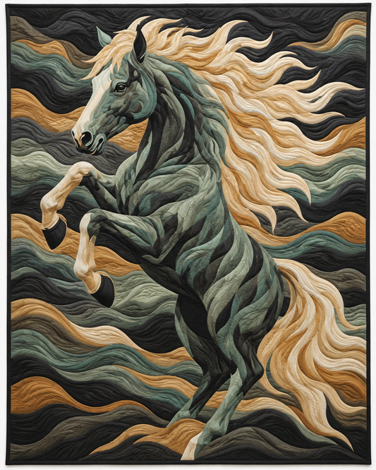 Windblown Horse In Sage TD101026554 Quilt Blanket