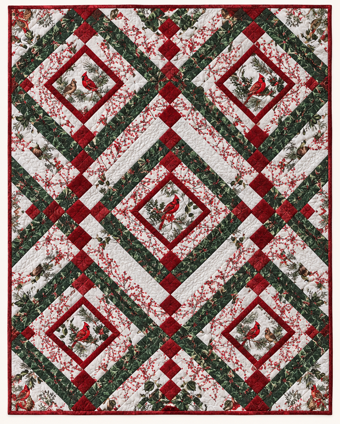 Winter Cardinal Diamonds TD101026556 Quilt Blanket
