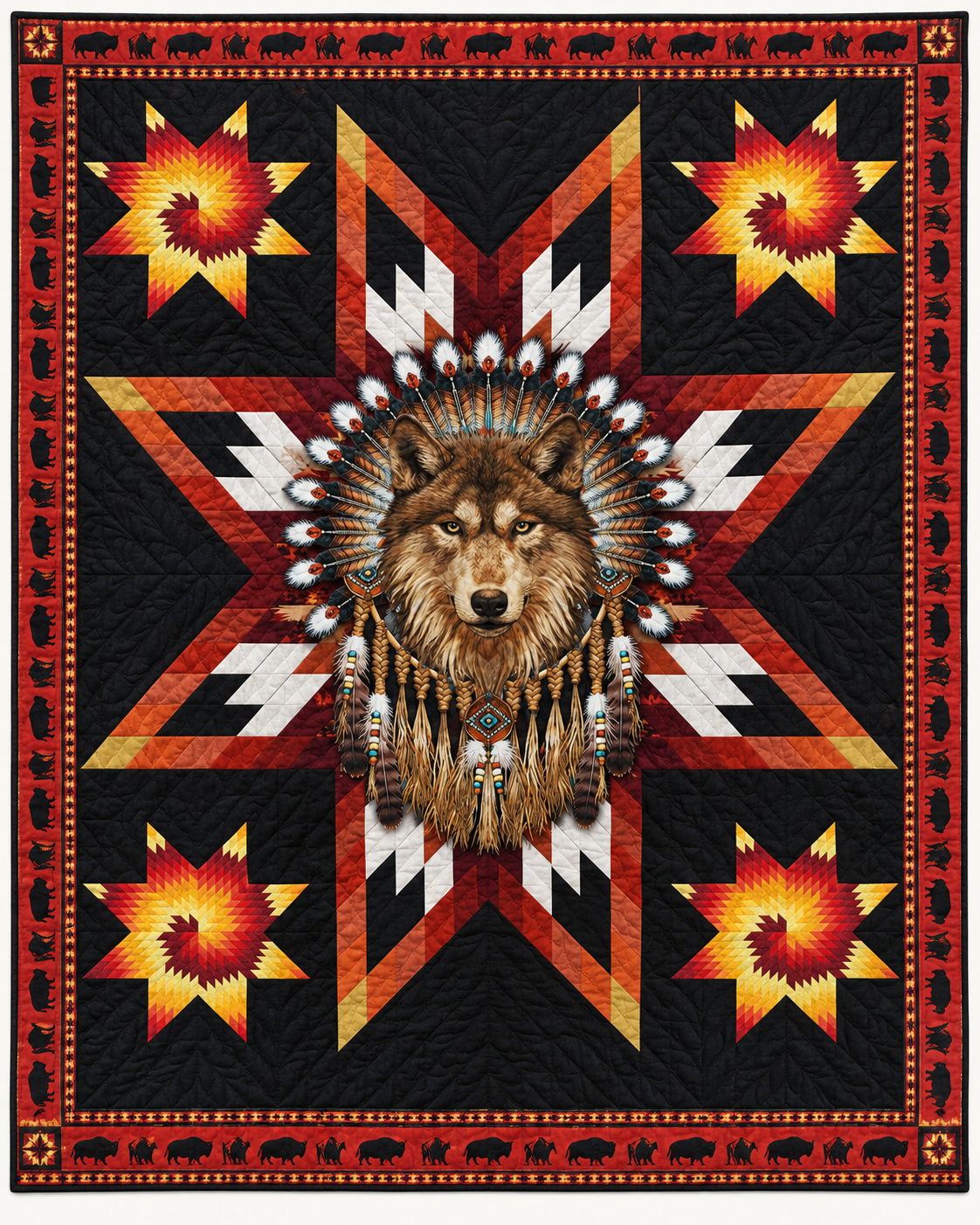 Wolf And Radiant Stars TD101026559 Quilt Blanket