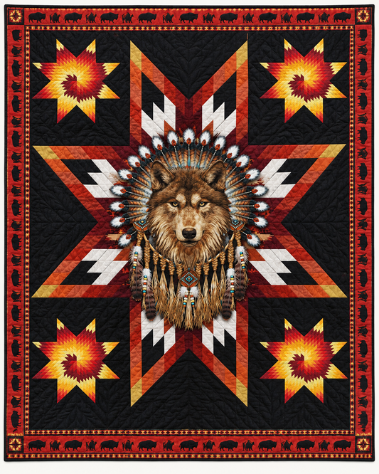 Wolf And Radiant Stars TD101026559 Quilt Blanket