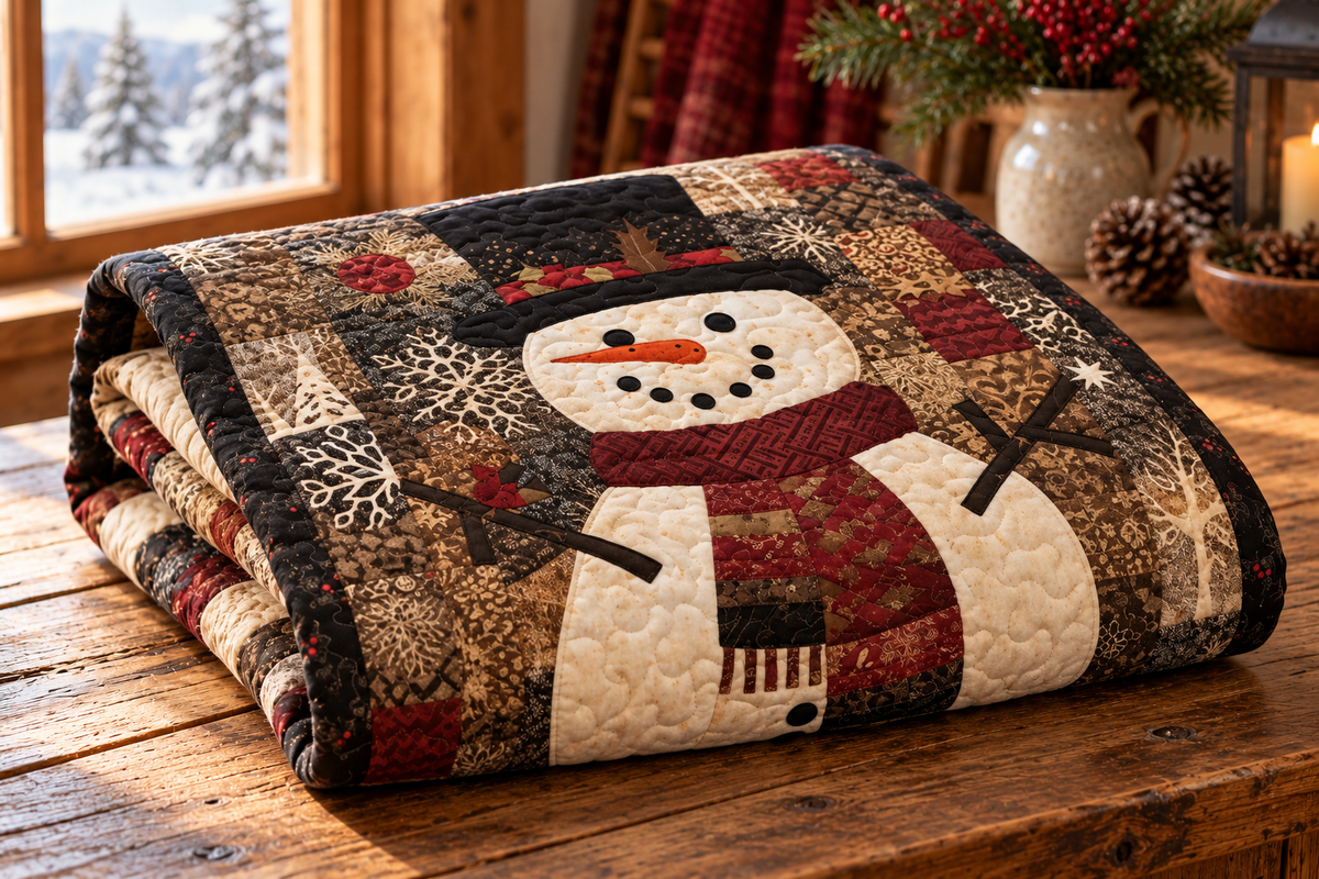 Snowman BL10112301 Quilt Blanket — folded quilt mockup