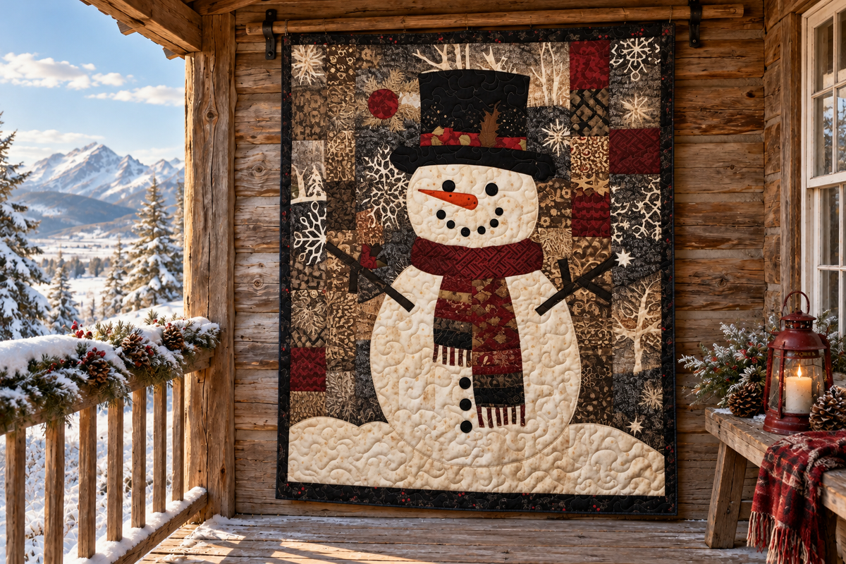 Snowman BL10112301 Quilt Blanket — themed outdoor hanging mockup