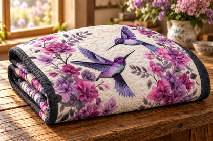 Hummingbird BL11112314 Quilt Blanket — folded quilt mockup