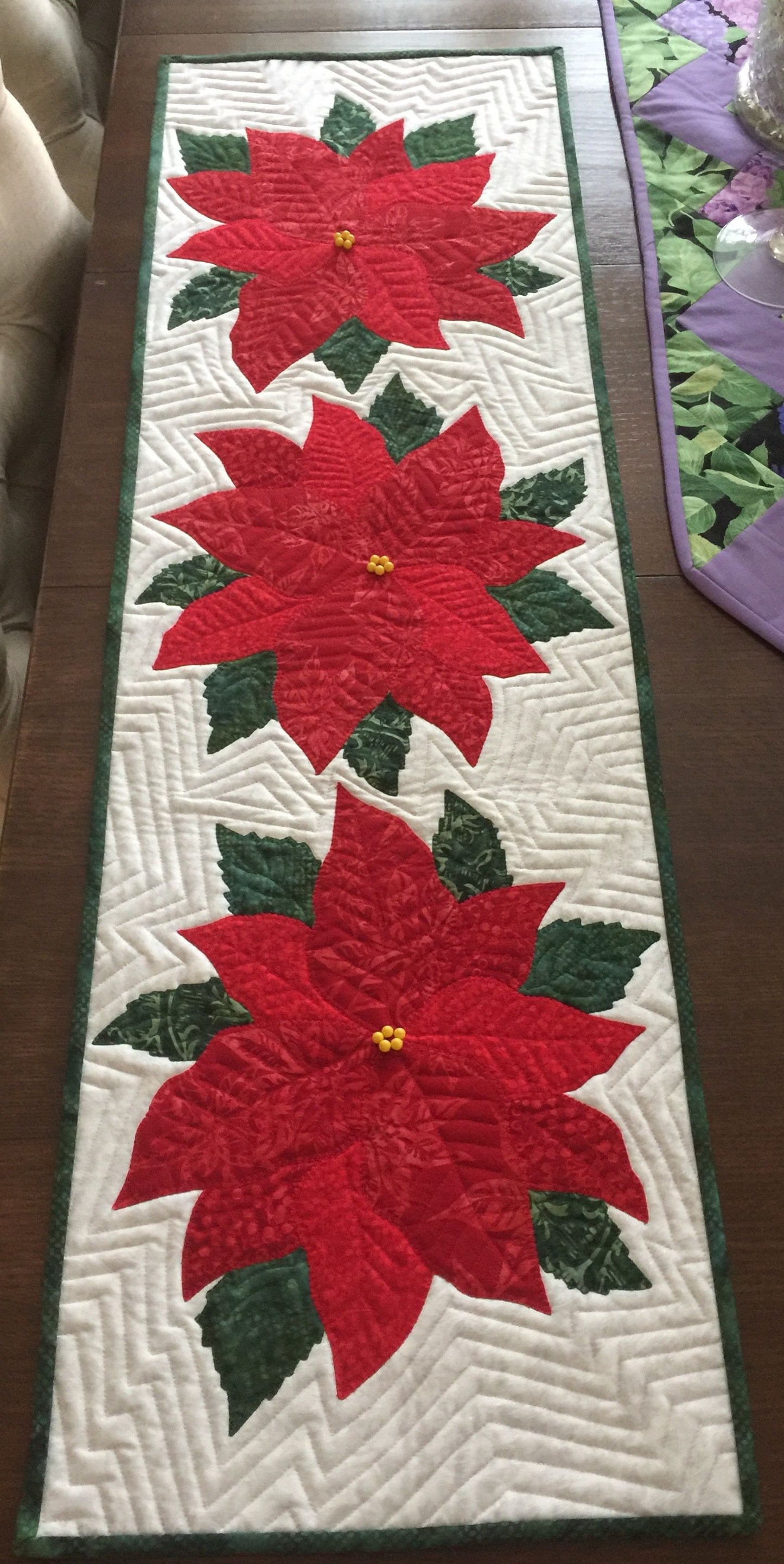 Poinsettia Flowers CLA080424056 Quilted Table Runner