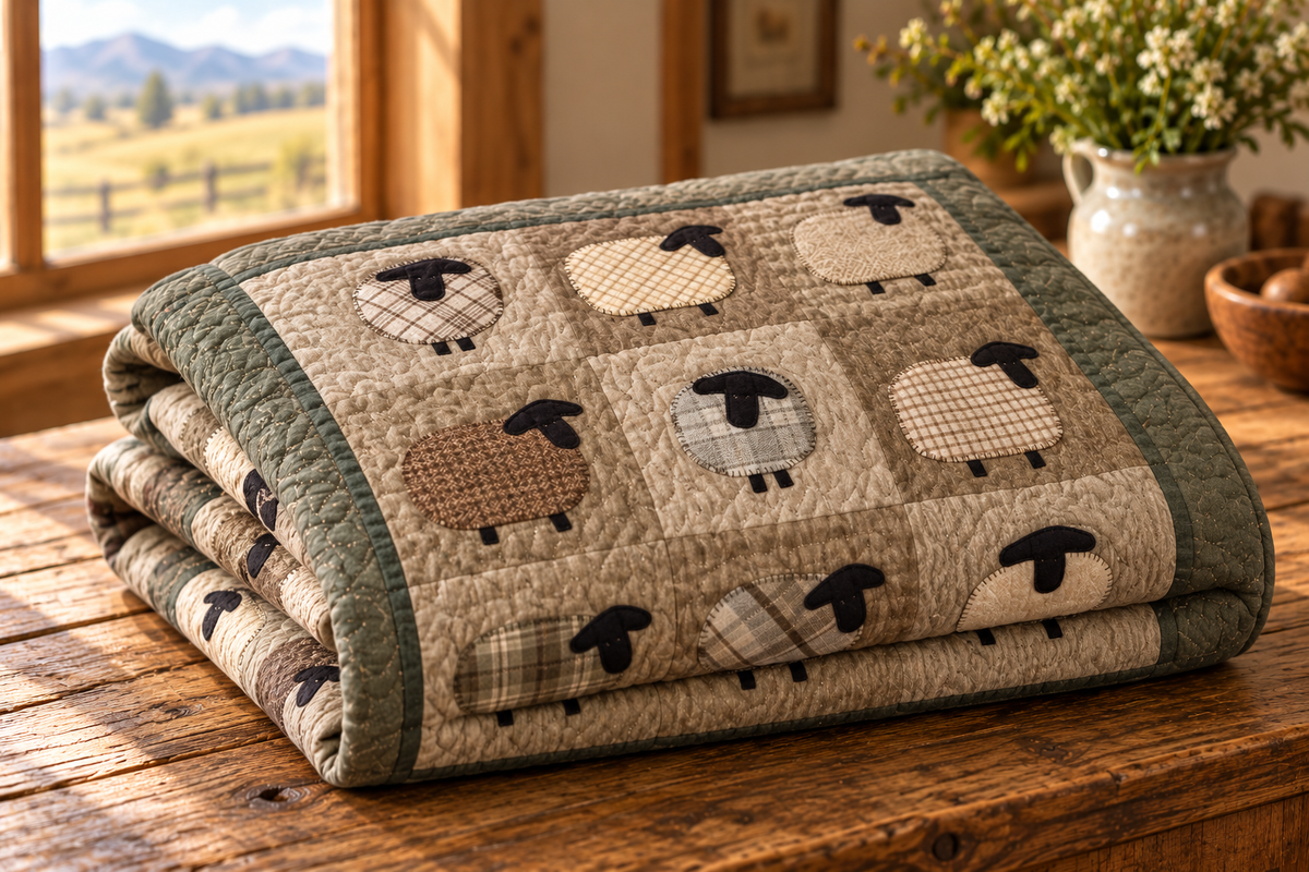 Sheep CLA1010477Q Quilt Blanket — folded quilt mockup