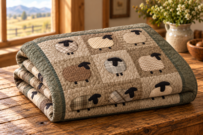 Sheep CLA1010477Q Quilt Blanket — folded quilt mockup
