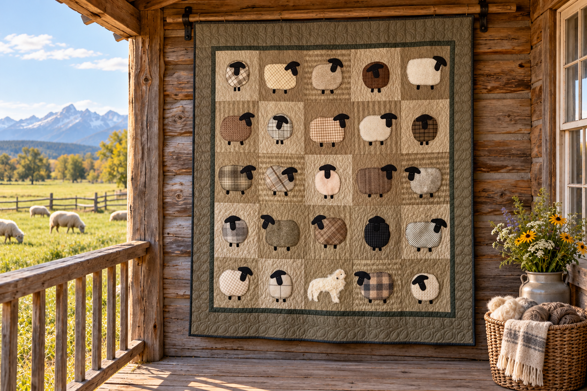 Sheep CLA1010477Q Quilt Blanket — themed outdoor hanging mockup