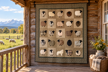 Sheep CLA1010477Q Quilt Blanket — themed outdoor hanging mockup