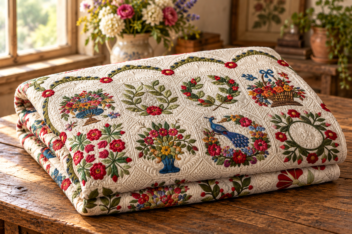 Flower CLA13122304 Quilt Blanket — folded quilt mockup