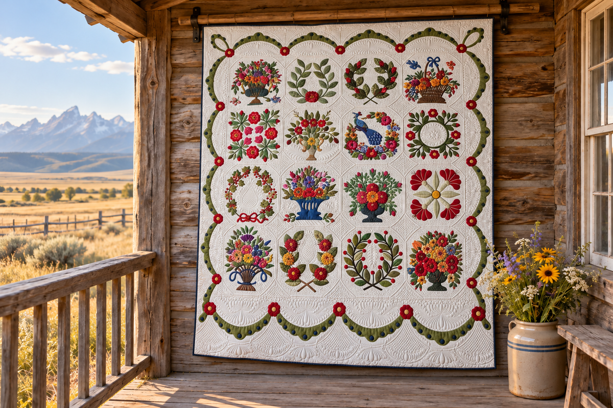 Flower CLA13122304 Quilt Blanket — themed outdoor hanging mockup