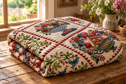 Flower CLA15112316 Quilt Blanket — folded quilt mockup