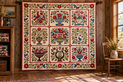 Flower CLA15112316 Quilt Blanket — themed indoor hanging mockup