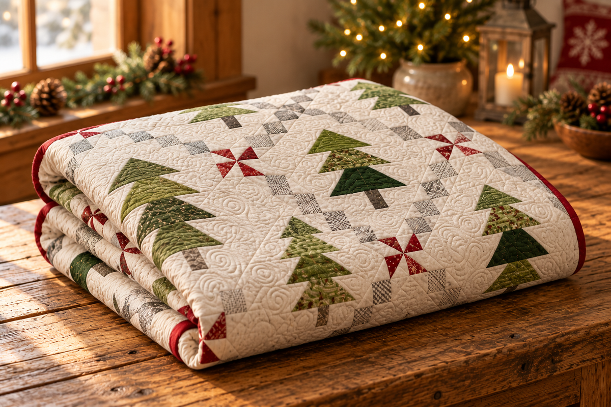 Christmas Tree CLA21112301 Quilt Blanket — folded quilt mockup