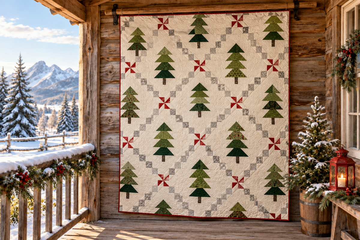 Christmas Tree CLA21112301 Quilt Blanket — themed outdoor hanging mockup