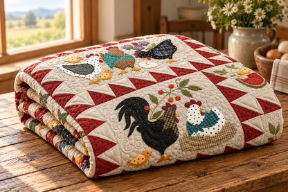 Chicken CLA21112318 Quilt Blanket — folded quilt mockup