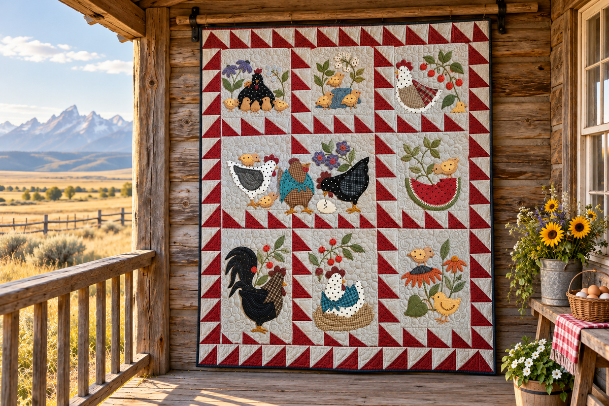 Chicken CLA21112318 Quilt Blanket — themed outdoor hanging mockup