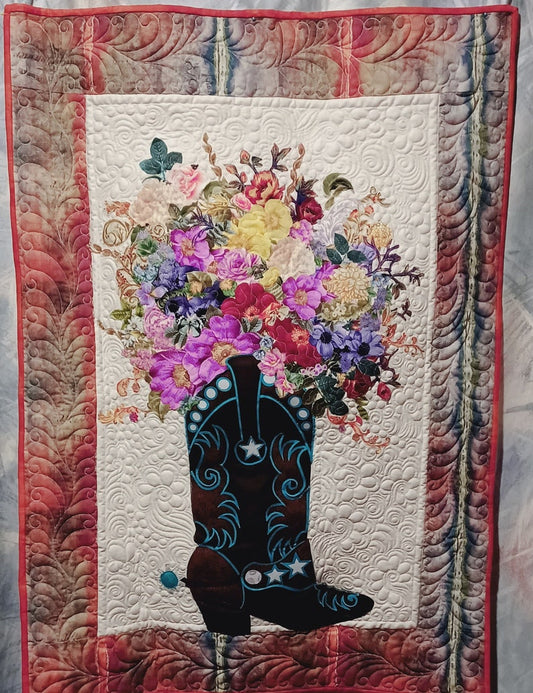 Blooming Cowboy Boot CLDY040724168 Quilted Table Runner